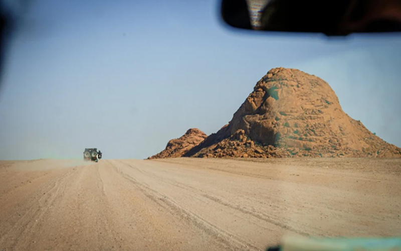 Desert road through Namibia