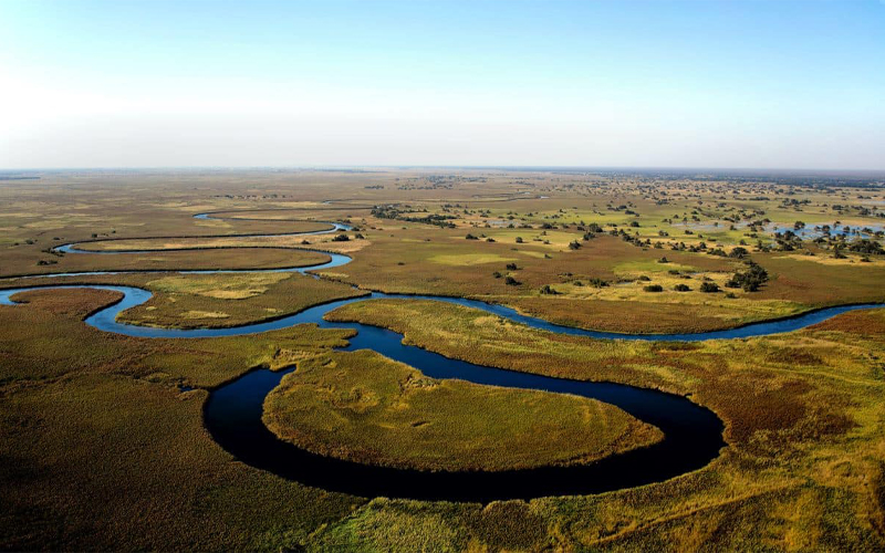 Aerial view of Okavango channels