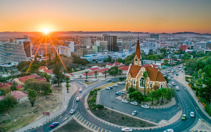 Windhoek at sunset